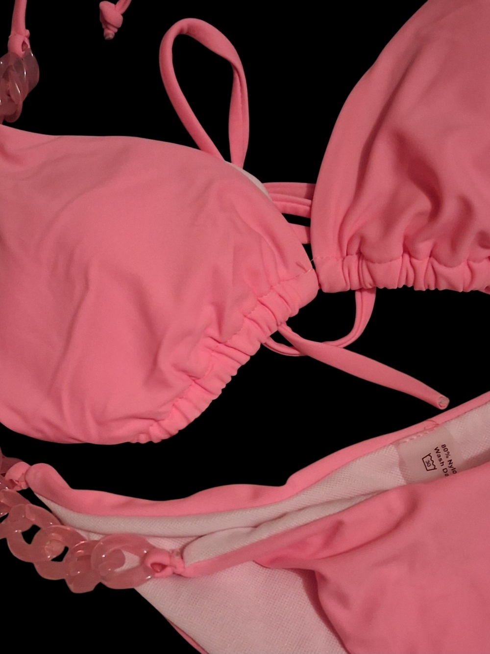 SHEIN Pink Triangle Tie Bikini Set - Picture 2 of 7